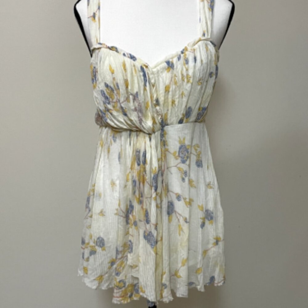 Free People yellow and blue floral tunic tank
